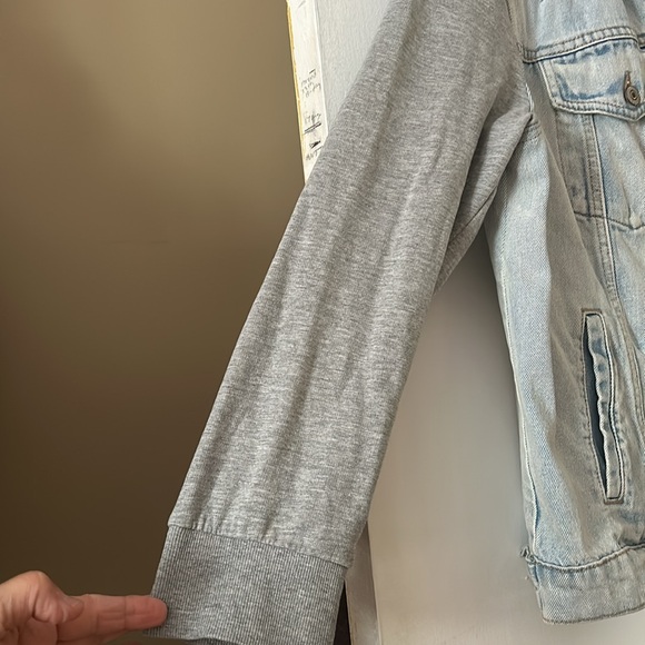 Denim and Jersey mix hooded jacket - Picture 6 of 7